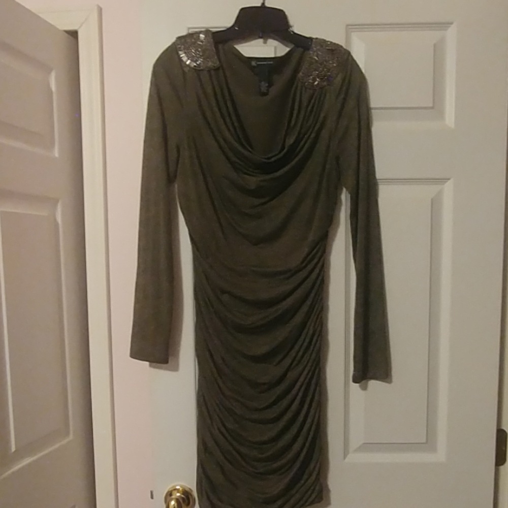 Green Ruched Printed Dress